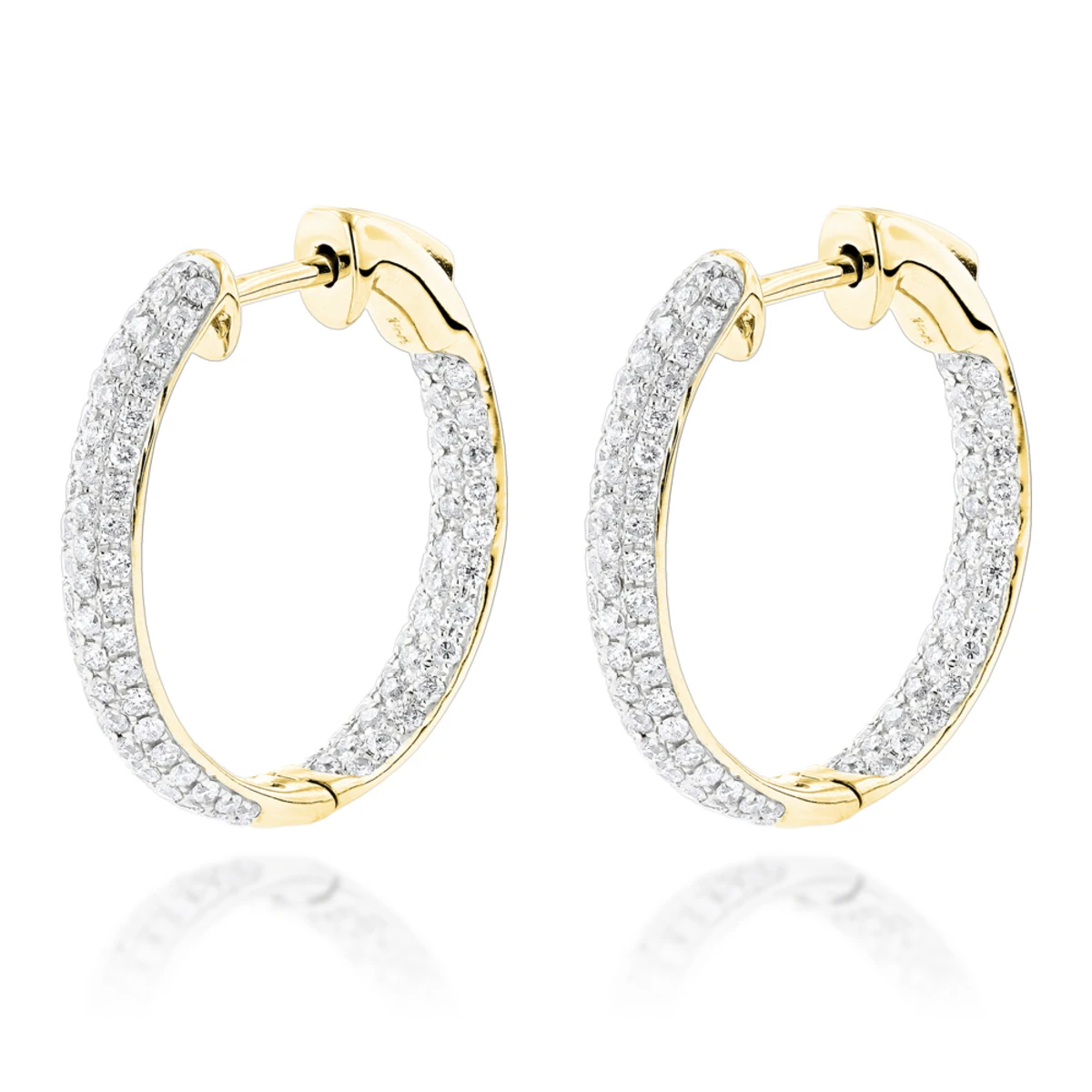 Small Inside Out Diamond Hoop Earrings 1.16ct 14K White Gold 2 Small Inside Out Diamond Hoop Earrings 1.16ct 14K White Gold - Image 2