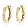 Small 14K Yellow Gold Inside Out Diamond Huggie Earrings 1.2ct
