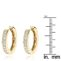 Small 14K Yellow Gold Inside Out Diamond Huggie Earrings 1.2ct -Luxurman small hoop earrings 14k gold inside out diamond huggie earrings 12ct rulerye
