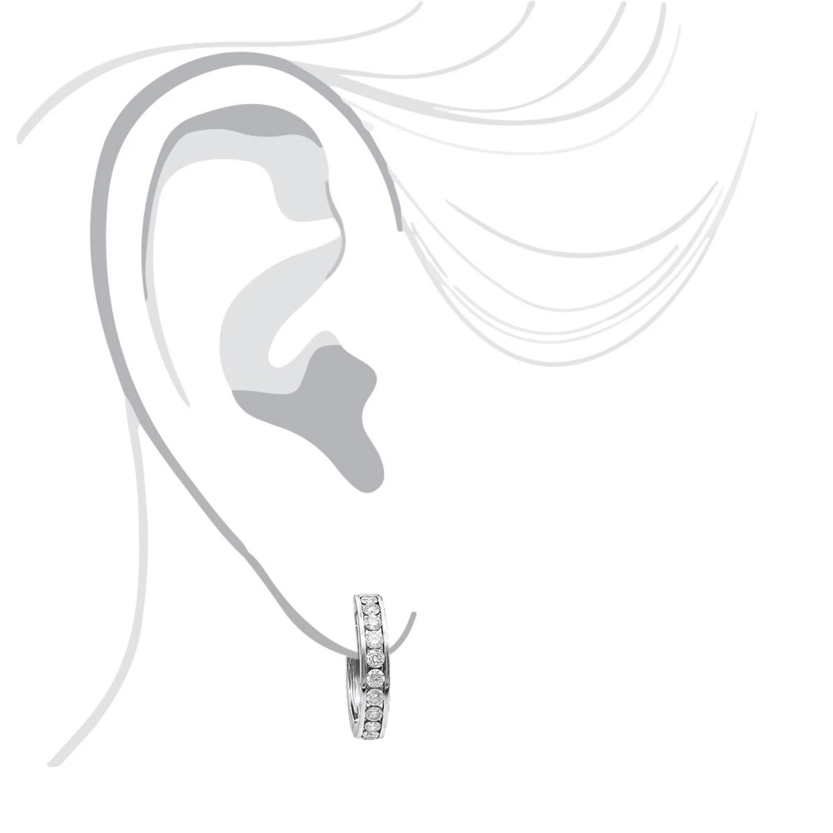 Small Hoops: 14K White Gold Diamond Hoop Earrings 1/2in 0.91ct 4 Small Hoops: 14K White Gold Diamond Hoop Earrings 1/2in 0.91ct - Image 4