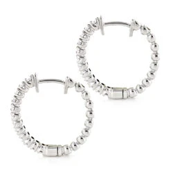 Small Hoops 14K White Gold Round Diamond Hoop Earrings 0.53 -Luxurman small hoops 14k gold round diamond hoop earrings 053 p 6909 backwh