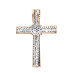 Small Iced Out Diamond Cross Pendant For Women & Men 14K White Gold 0.4ct -Luxurman small iced out diamond cross pendant for women men 14k gold 04ct ro 20201204