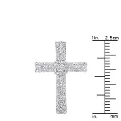 Small Iced Out Diamond Cross Pendant For Women & Men 14K White Gold 0.4ct -Luxurman small iced out diamond cross pendant for women men 14k gold 04ct rulerye 20201204