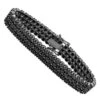10K Black Plated Gold 3 Row Black Diamond Tennis Bracelet For Men 10 Carats