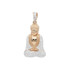 10K White Gold Real Diamond Buddha Pendant 1/2ct By Luxurman 8 10K White Gold Real Diamond Buddha Pendant 1/2ct By Luxurman -Luxurman solid 10k gold diamond buddha pendant 12ct by luxurman ro