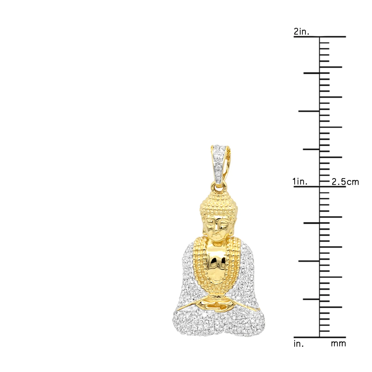 10K White Gold Real Diamond Buddha Pendant 1/2ct By Luxurman 6 10K White Gold Real Diamond Buddha Pendant 1/2ct By Luxurman - Image 6