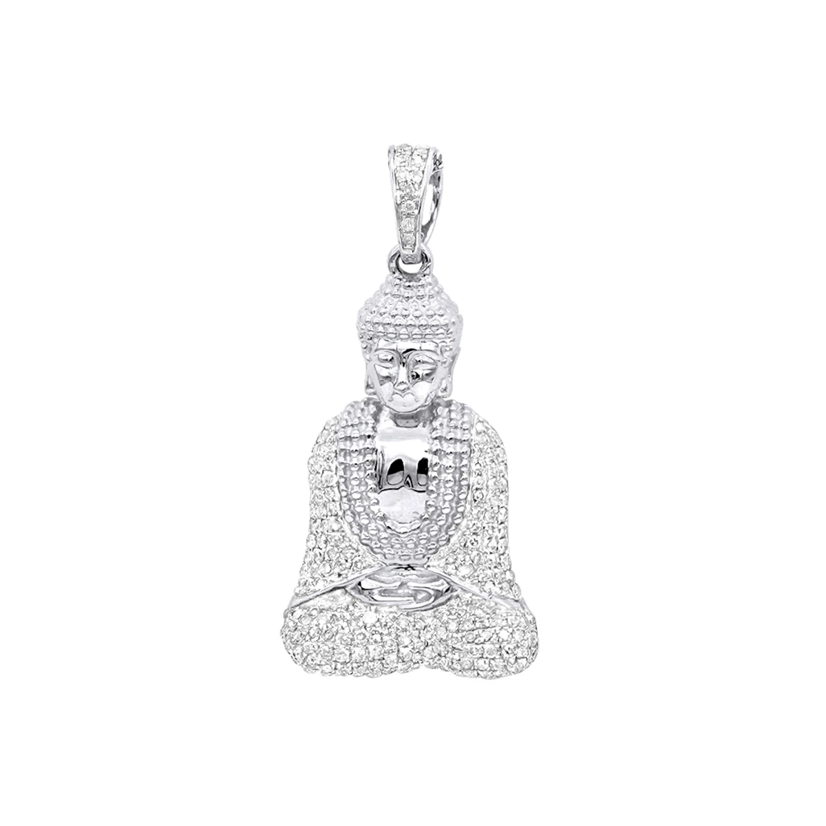 10K White Gold Real Diamond Buddha Pendant 1/2ct By Luxurman 1 10K White Gold Real Diamond Buddha Pendant 1/2ct By Luxurman