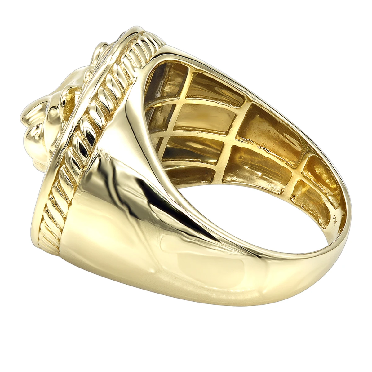 Solid 10K Yellow Gold Lion Head Diamond Pinky Ring For Men 0.3ct Luxurman 4 Solid 10K Yellow Gold Lion Head Diamond Pinky Ring For Men 0.3ct Luxurman - Image 4