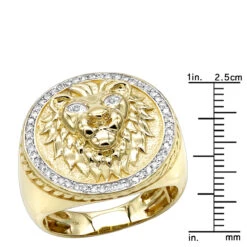 Solid 10K Yellow Gold Lion Head Diamond Pinky Ring For Men 0.3ct Luxurman 11 Solid 10K Yellow Gold Lion Head Diamond Pinky Ring For Men 0.3ct Luxurman -Luxurman solid 10k gold lion head diamond ring for men 03ct luxurman pinky rings rulerye
