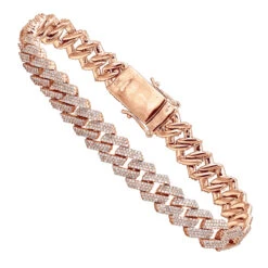 10K Yellow Gold Men's Diamond Bracelet 6 Carats Iced Out Cuban Link Design -Luxurman solid 10k gold mens diamond bracelet 6 carats iced out cuban link design 804057 ro