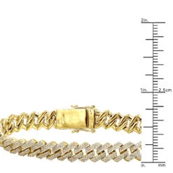 10K Yellow Gold Men's Diamond Bracelet 6 Carats Iced Out Cuban Link Design -Luxurman solid 10k gold mens diamond bracelet 6 carats iced out cuban link design 804057 rulerye
