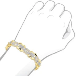 Solid 10K Yellow Gold Men's Diamond Bracelet By Luxurman 3 Carats Of Diamonds -Luxurman solid 10k gold mens diamond bracelet by luxurman 3 carats of diamonds bodye