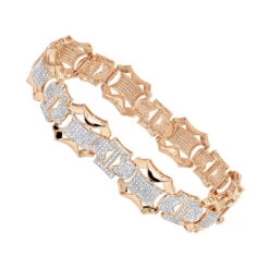 Solid 10K Yellow Gold Men's Diamond Bracelet By Luxurman 3 Carats Of Diamonds -Luxurman solid 10k gold mens diamond bracelet by luxurman 3 carats of diamonds ro