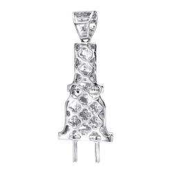 10K White Gold Power Plug Real Diamond Pendant For Men 0.5ct By Luxurman 1.8in -Luxurman solid 10k gold power ppug real diamond pendant for men 05ct by luxurman backwh