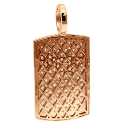 14K Yellow Gold Diamond Dog Tag Pendant For Men 3.25 Carats Iced Out Design -Luxurman solid 14k gold diamond dog tag pendant for men 325 carats iced out design 407140 back rose