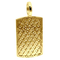 14K Yellow Gold Diamond Dog Tag Pendant For Men 3.25 Carats Iced Out Design -Luxurman solid 14k gold diamond dog tag pendant for men 325 carats iced out design 407140 back yellow