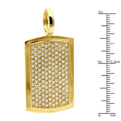 14K Yellow Gold Diamond Dog Tag Pendant For Men 3.25 Carats Iced Out Design -Luxurman solid 14k gold diamond dog tag pendant for men 325 carats iced out design 407140 ruler yellow