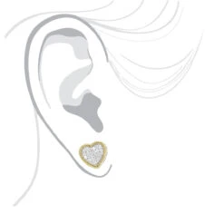 Large Solid 14K Yellow Gold Heart Diamond Stud Earrings For Women 0.75ct By Luxurman -Luxurman solid 14k gold heart diamond stud earrings for women 075ct by luxurman bodye