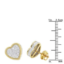 Large Solid 14K Yellow Gold Heart Diamond Stud Earrings For Women 0.75ct By Luxurman -Luxurman solid 14k gold heart diamond stud earrings for women 075ct by luxurman rulerye