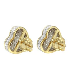 Solid 14K White Gold Large Heart Diamond Stud Earrings For Women 1ct By Luxurman -Luxurman solid 14k gold large heart diamond stud earrings for women 1ct by luxurman backye