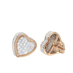 Solid 14K White Gold Large Heart Diamond Stud Earrings For Women 1ct By Luxurman -Luxurman solid 14k gold large heart diamond stud earrings for women 1ct by luxurman mainro