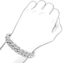 Solid 14K White Gold Men's Miami Cuban Link Diamond Bracelet By Luxurman 9ct 17mm -Luxurman solid 14k gold mens miami cuban link diamond bracelet by luxurman 9ct 17mm bodwh