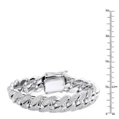 Solid 14K White Gold Men's Miami Cuban Link Diamond Bracelet By Luxurman 9ct 17mm -Luxurman solid 14k gold mens miami cuban link diamond bracelet by luxurman 9ct 17mm rulerwh