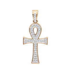 14K Yellow Gold Mini Diamond Egyptian Ankh Cross Pendant For Women 0.2ct 8 14K Yellow Gold Mini Diamond Egyptian Ankh Cross Pendant For Women 0.2ct -Luxurman solid 14k gold mini diamond egyptian ankh cross pendant for women 02ct ro