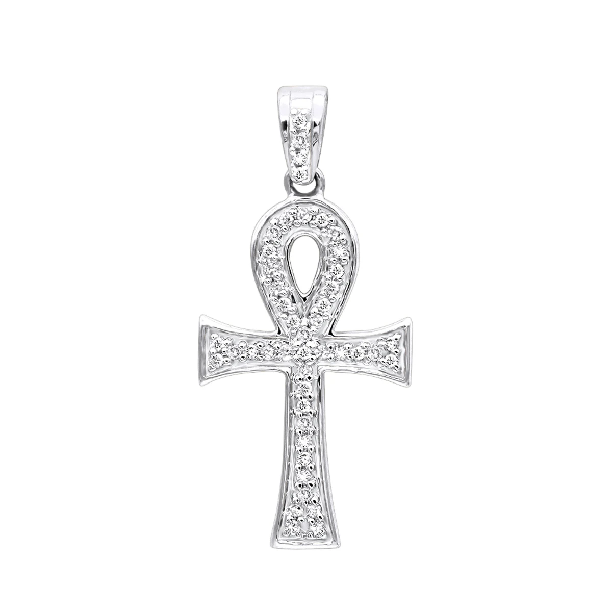 14K Yellow Gold Mini Diamond Egyptian Ankh Cross Pendant For Women 0.2ct 2 14K Yellow Gold Mini Diamond Egyptian Ankh Cross Pendant For Women 0.2ct - Image 2