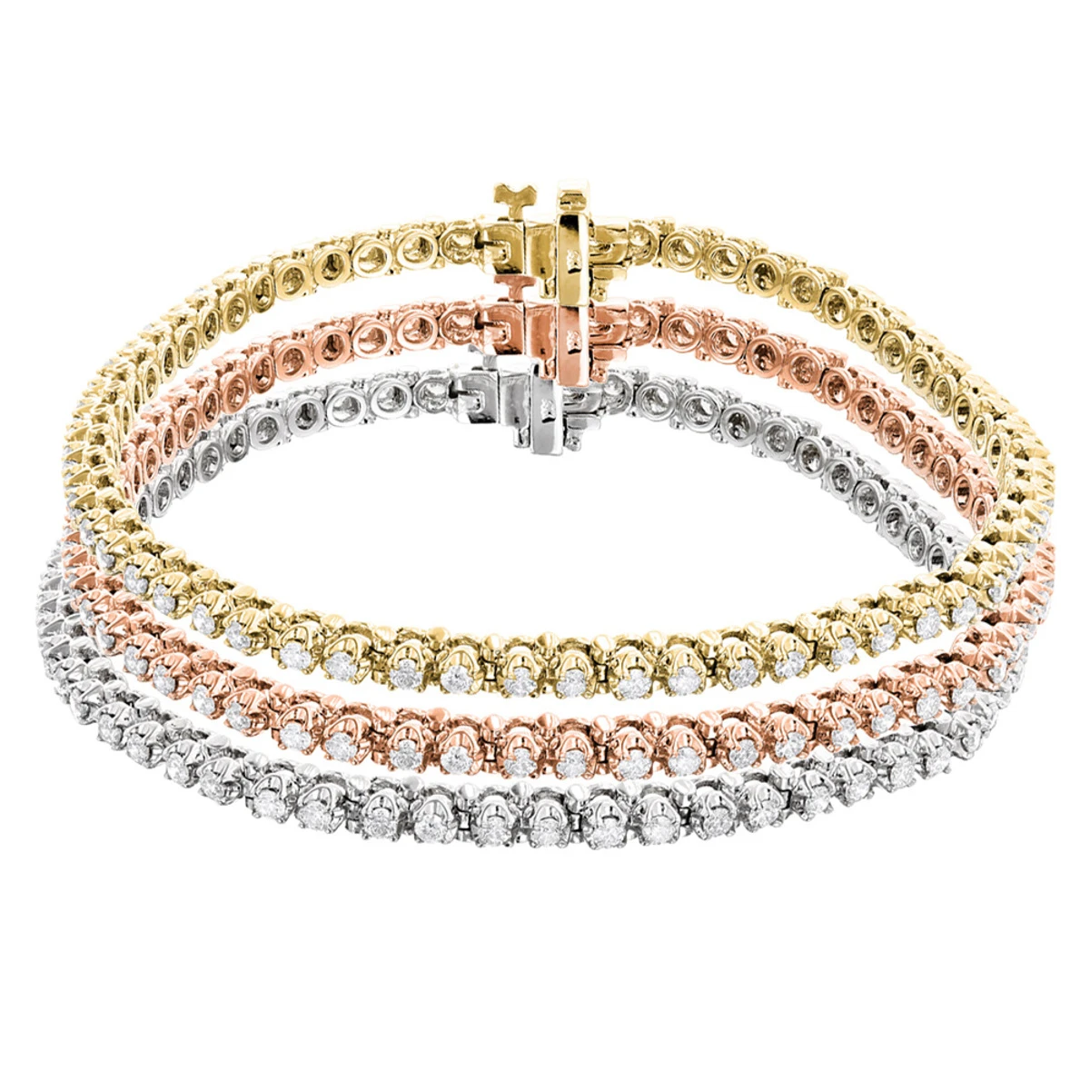 Stackable Round Diamond Tennis Bracelet 10K Gold 4.5ct 1 Stackable Round Diamond Tennis Bracelet 10K Gold 4.5ct