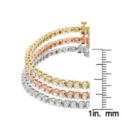 Stackable Round Diamond Tennis Bracelet 10K Gold 4.5ct 5 Stackable Round Diamond Tennis Bracelet 10K Gold 4.5ct -Luxurman stackable round diamond tennis bracelet in 10k yellow rose white gold 45ct ruler