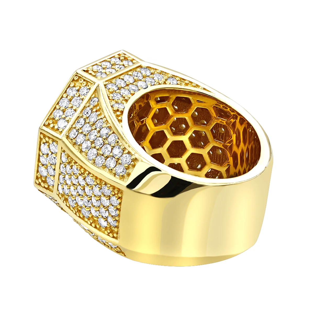 14K Yellow Gold Statement Men's Diamond Ring 7ct By Luxurman 4 14K Yellow Gold Statement Men's Diamond Ring 7ct By Luxurman - Image 4