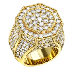 14K Yellow Gold Statement Men's Diamond Ring 7ct By Luxurman