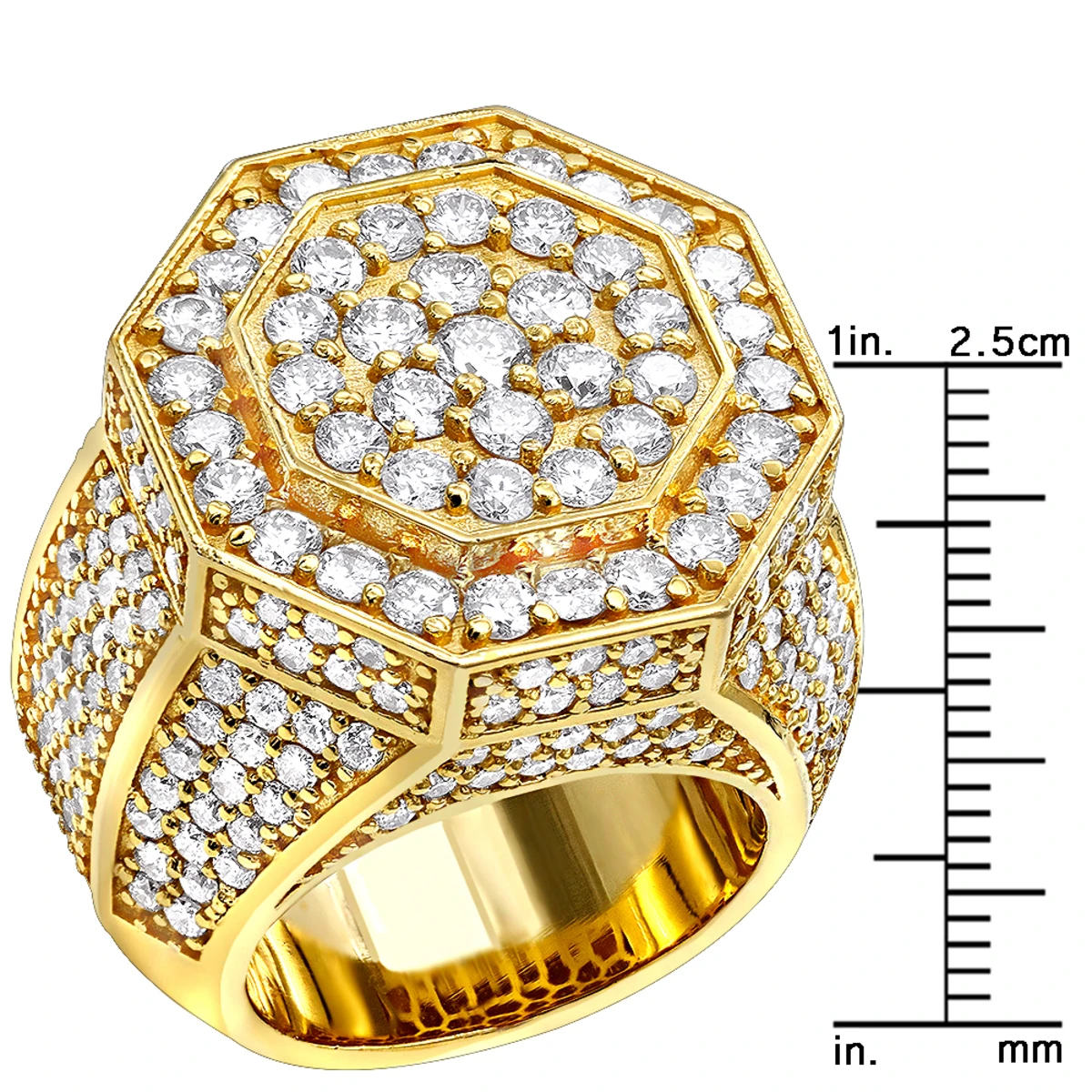 14K Yellow Gold Statement Men's Diamond Ring 7ct By Luxurman 6 14K Yellow Gold Statement Men's Diamond Ring 7ct By Luxurman - Image 6