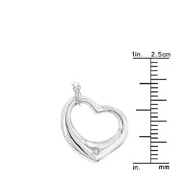 Sterling Silver Open Heart Diamond Necklace With Chain Luxurman Love Quotes -Luxurman sterling silver open heart diamond necklace with chain luxurman love quotes ruler