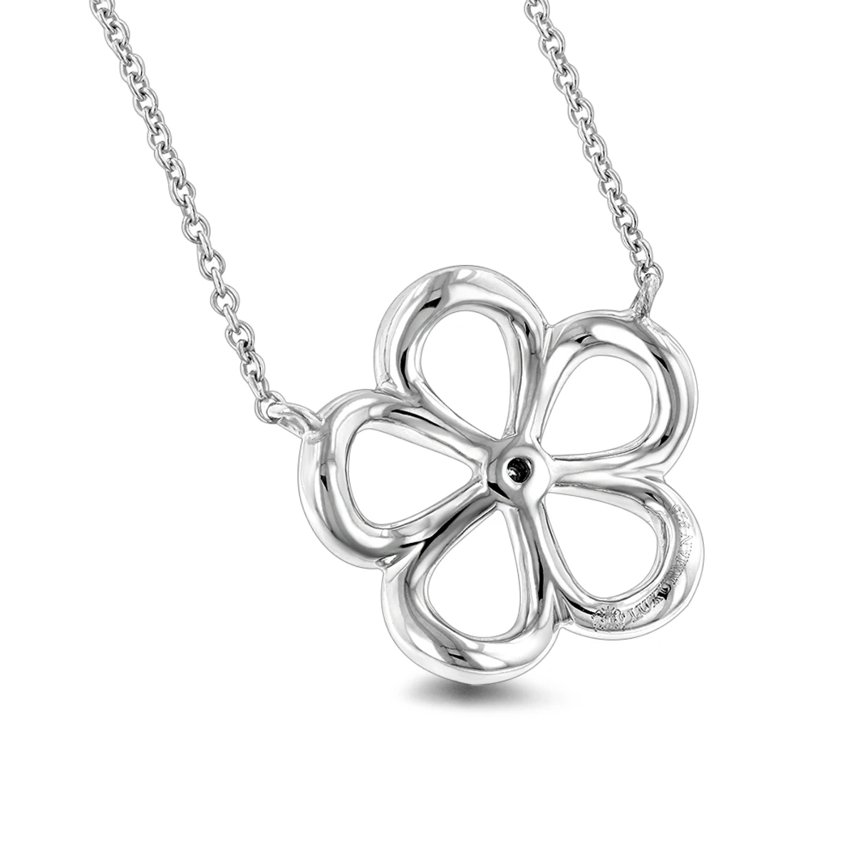 Sterling Silver Women's Diamond Flower Necklace Luxurman Love Quotes 2 Sterling Silver Women's Diamond Flower Necklace Luxurman Love Quotes - Image 2