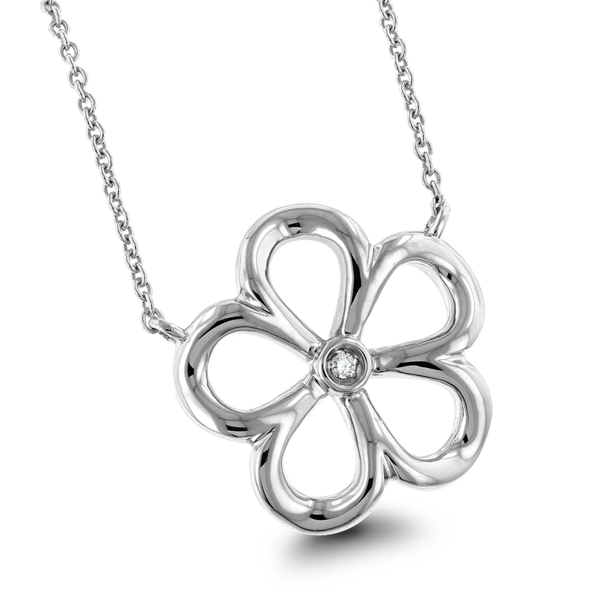 Sterling Silver Women's Diamond Flower Necklace Luxurman Love Quotes 1 Sterling Silver Women's Diamond Flower Necklace Luxurman Love Quotes