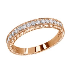 Thin 14K White Gold Diamond Wedding Band For Women Vintage Filigree Look 1/2ct -Luxurman thin 14k gold diamond wedding band for women vintage filigree look 12ct ro