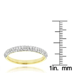 Thin 14K Rose Gold Women's Pave Diamonds Band By Luxurman 0.6ct 11 Thin 14K Rose Gold Women's Pave Diamonds Band By Luxurman 0.6ct -Luxurman thin 14k gold womens pave diamonds band by luxurman 06ct rulerye