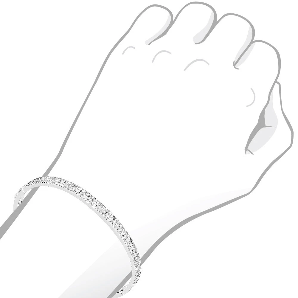 14K White Gold Thin Diamond Bangle Bracelet For Women 2.5 Carat 8 14K White Gold Thin Diamond Bangle Bracelet For Women 2.5 Carat - Image 8