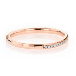 Ultra Thin Stackable Diamond Ring 0.15ct 14K Rose Gold Curved Design -Luxurman thin stackable diamond ring 018ct 14k gold p 50046 backro