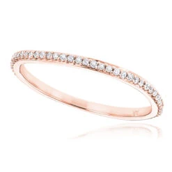 Ultra Thin Stackable Diamond Ring 0.15ct 14K Rose Gold Curved Design