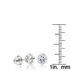 Two Carat 14K White Gold Solitaire Round Diamond Bezel Stud Earrings 7mm -Luxurman two carat 14k gold solitaire round diamond bezel stud earrings 1 rulerwh