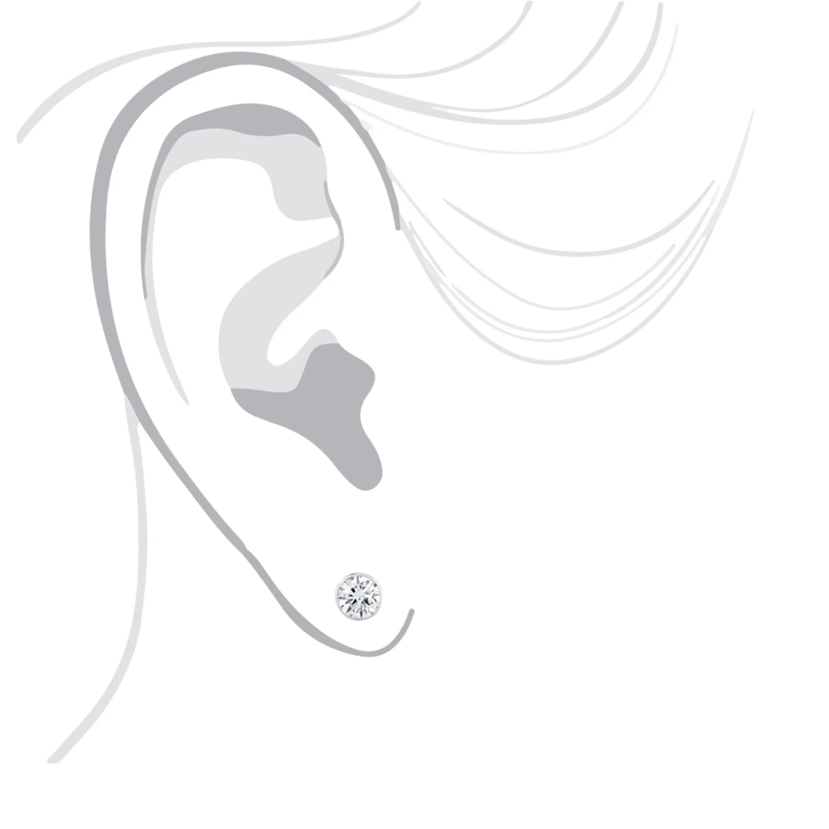 Two Carat 14K White Gold Solitaire Round Diamond Bezel Stud Earrings 6mm 6 Two Carat 14K White Gold Solitaire Round Diamond Bezel Stud Earrings 6mm - Image 6