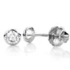 Two Carat 14K White Gold Solitaire Round Diamond Bezel Stud Earrings 6mm