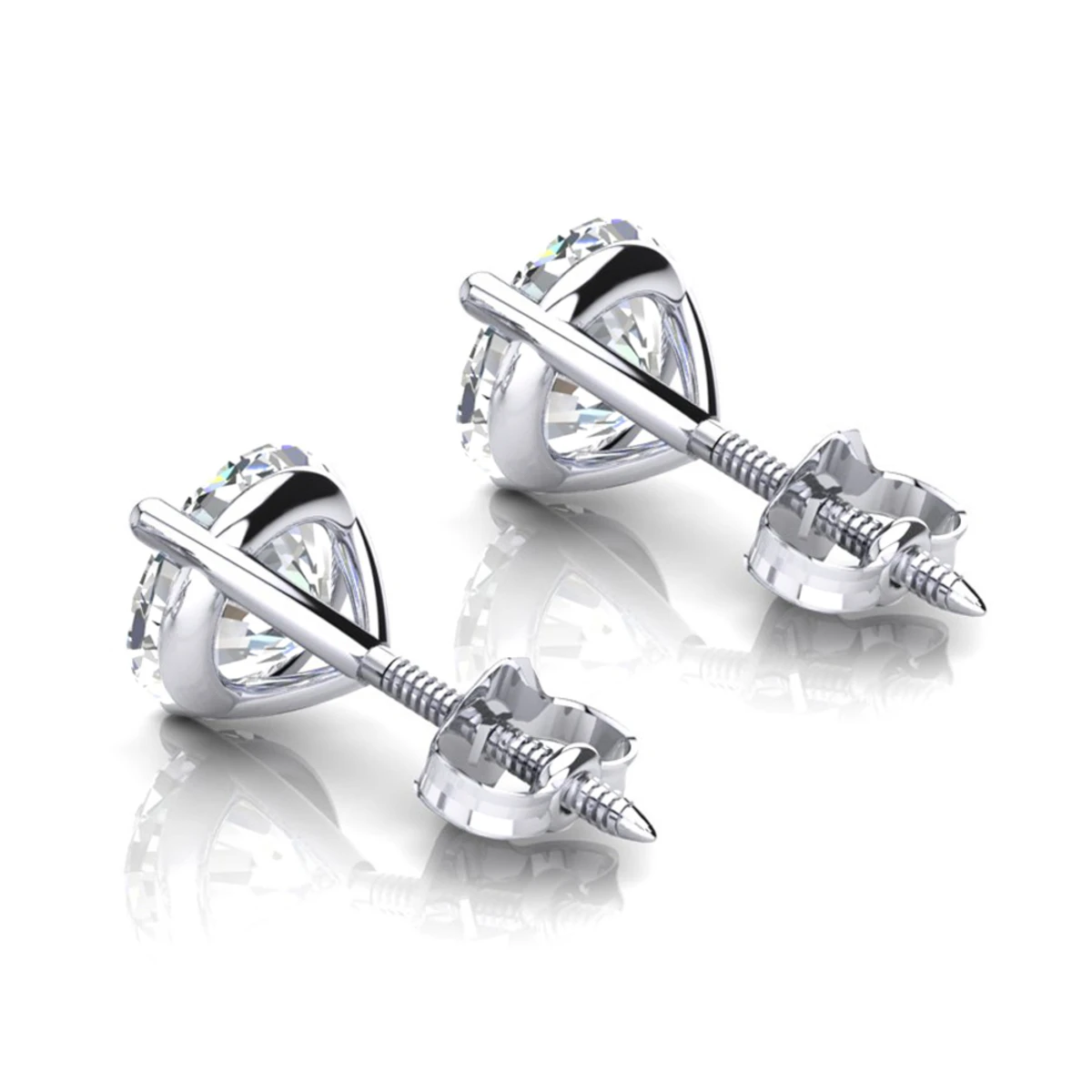Two Carat 14K White Gold Solitaire Round Diamond Martini Stud Earrings 4 Two Carat 14K White Gold Solitaire Round Diamond Martini Stud Earrings - Image 4