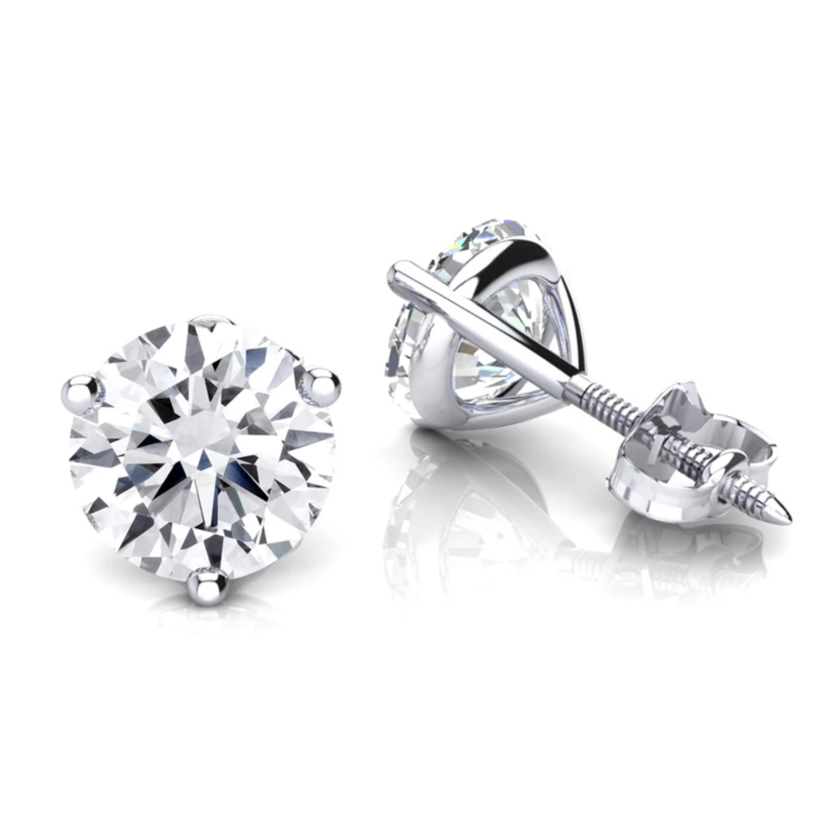 Two Carat 14K White Gold Solitaire Round Diamond Martini Stud Earrings 1 Two Carat 14K White Gold Solitaire Round Diamond Martini Stud Earrings