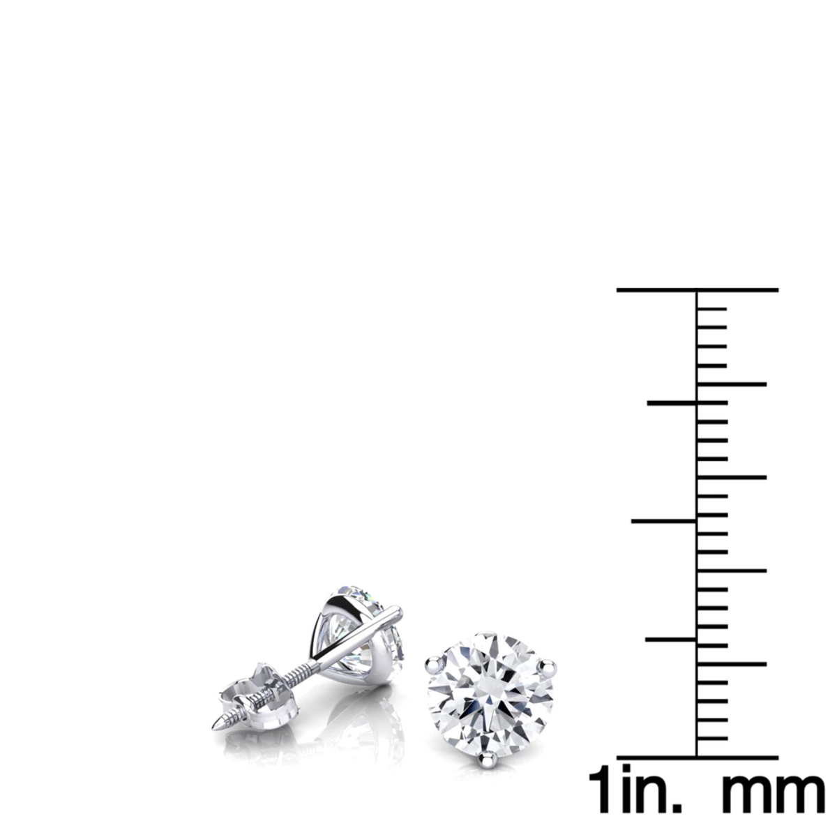 Two Carat 14K White Gold Solitaire Round Diamond Martini Stud Earrings 6 Two Carat 14K White Gold Solitaire Round Diamond Martini Stud Earrings - Image 6