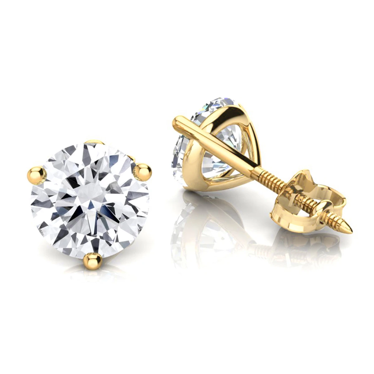 Two Carat 14K White Gold Solitaire Round Diamond Martini Stud Earrings 2 Two Carat 14K White Gold Solitaire Round Diamond Martini Stud Earrings - Image 2