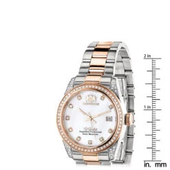 Two Tone Rose Gold Plated Women's Diamond Watch 1.5ct Luxurman Tribeca -Luxurman two tone rose gold plated womens diamond watch 15ct luxurman tribeca 4 ruler
